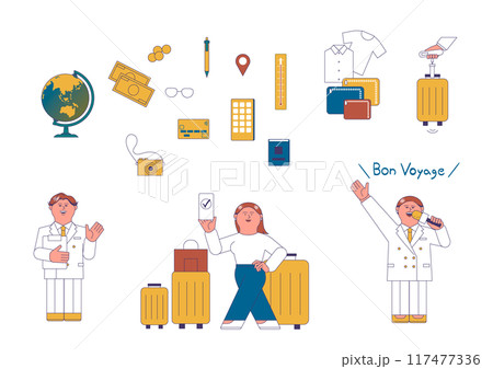 旅行の持ち物のイラスト 旅行の持ち物のイラスト 117477336