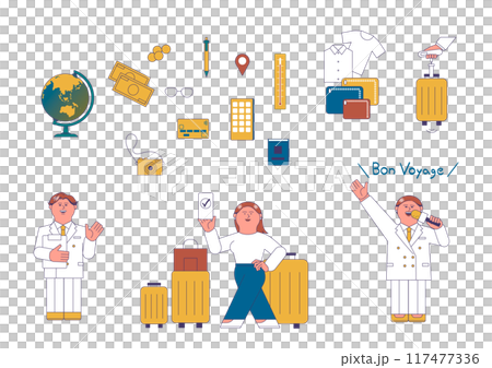 旅行の持ち物のイラスト 旅行の持ち物のイラスト 117477336