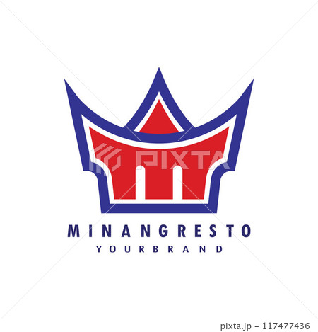 letter M has the concept of the traditional house of the Minang Kabau tribe in Indonesia, for the Minang restaurant brand 117477436