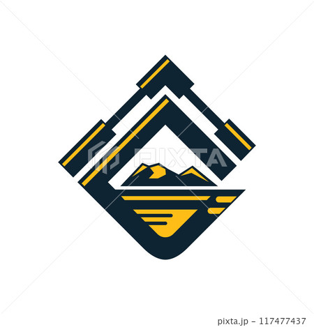 letter g logo with excavator concept, for heavy equipment branding, vector design 117477437