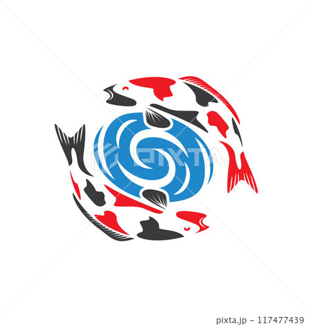 yin yang koi fish logo icon vector element design template 117477439