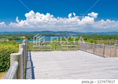 《三重県》夏の英虞湾の海岸線・ともやま公園から望むリアス式海岸 117477617
