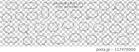 A vector illustration set of fluffy speech bubbles. Speech bubbles, frames, fluffy, ornaments, curves 117478009