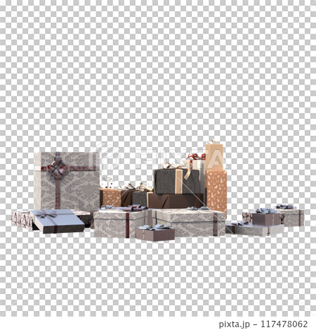 Christmas decorations, New Year's decor, isolate on a transparent background, 3D illustration, cg render Christmas decorations, New Year's decor, isolate on a transparent background, 3D illustration, cg render 117478062