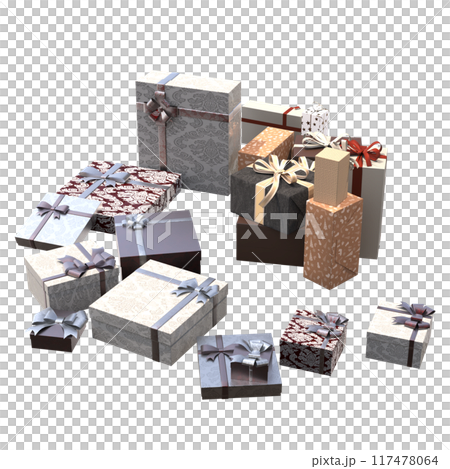 Christmas decorations, New Year's decor, isolate on a transparent background, 3D illustration, cg render Christmas decorations, New Year's decor, isolate on a transparent background, 3D illustration, cg render 117478064