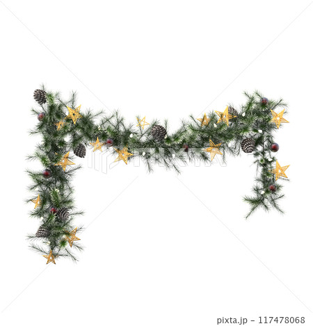 Christmas decorations, New Year's decor, isolate on a transparent background, 3D illustration, cg render 117478068