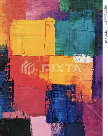ジャズ調の色彩の油絵テクスチャ背景　AI画像 117478166