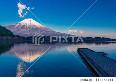 【静岡県】田貫湖・湖畔から見る富士山　夕景 117478344