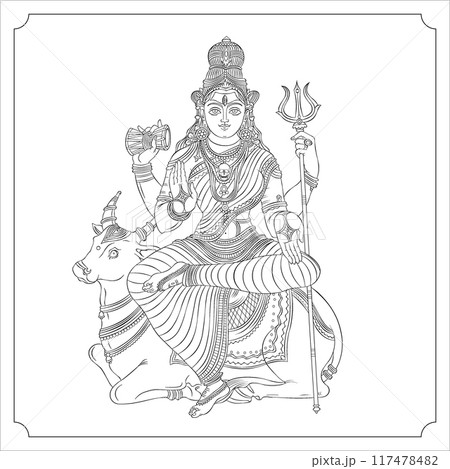 Hindu Goddess Maheshwari devi outline vector illustration 117478482