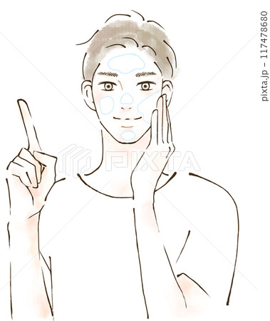 指差しする男性 紫外線 スキンケアをするイラスト 指差しする男性 紫外線 スキンケアをするイラスト 117478680