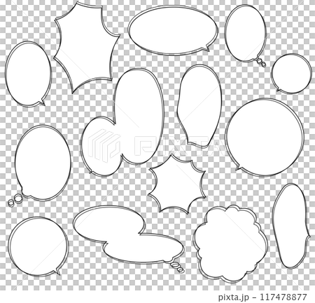 各種情緒的簡單語音氣泡集（白線/雙線） 117478877