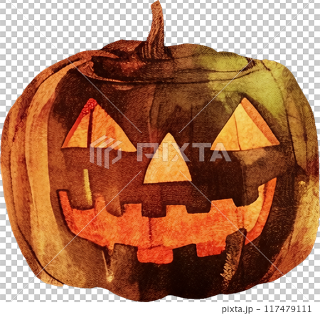 Vintage Watercolor Halloween Pumpkin 117479111