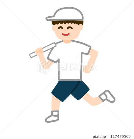 リレーで走る男の子のイラスト リレーで走る男の子のイラスト 117479569