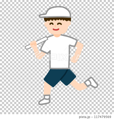 リレーで走る男の子のイラスト リレーで走る男の子のイラスト 117479569