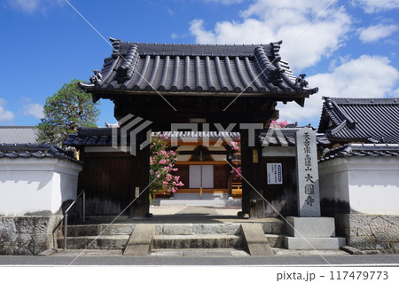 城下町津山の西寺町を東西に走る旧出雲街道に面して建つ「大圓寺」：サルスベリの咲く頃 117479773