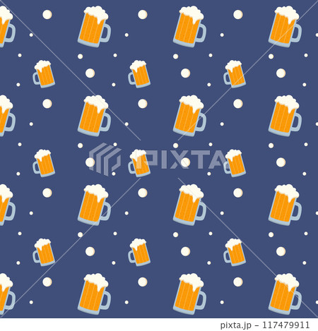 Seamless repeating pattern of beer mugs. Seamless repeating pattern of beer mugs. 117479911
