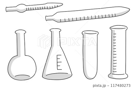 ゆるめシンプル理科器具セット1　ベタ塗り 117480273