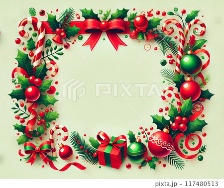 クリスマスの飾りのフレーム 117480513