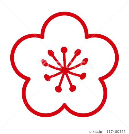 梅の花のイラスト素材 和柄 背景透過 梅の花のイラスト素材 和柄 背景透過 117480523