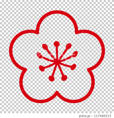 梅の花のイラスト素材 和柄 背景透過 梅の花のイラスト素材 和柄 背景透過 117480523