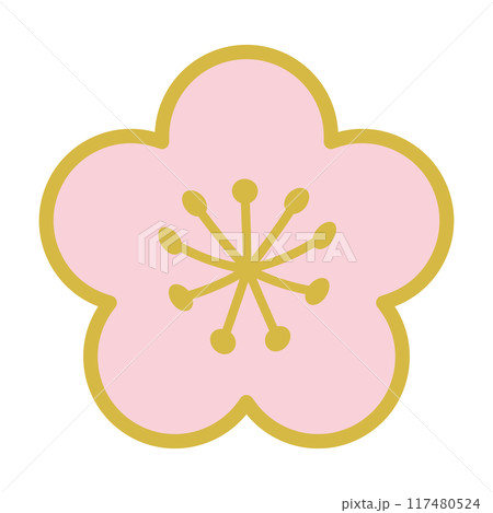 梅の花のイラスト素材　和柄　背景透過 117480524