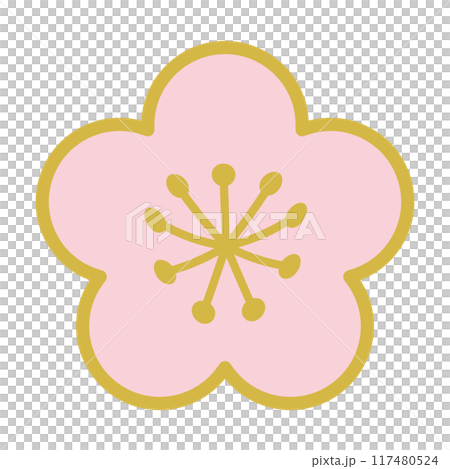 梅の花のイラスト素材　和柄　背景透過 117480524