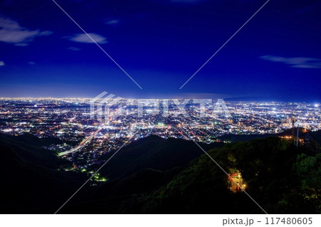 岐阜市、岐阜城天守閣からの夜景（名古屋方面） 117480605