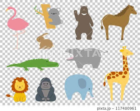 動物園裡可愛的動物插圖集 動物園裡可愛的動物插圖集 117480961