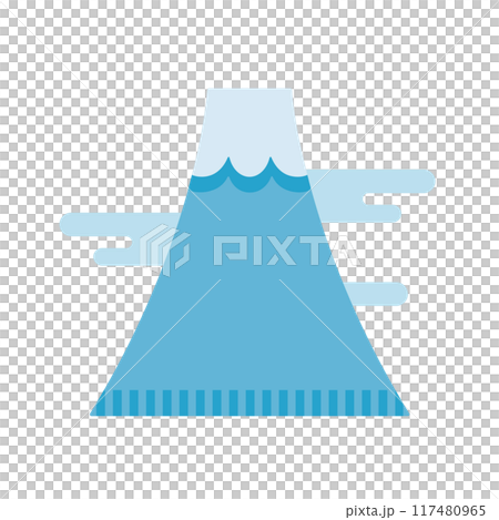 富士山和雲彩的簡單日式變形插畫 117480965