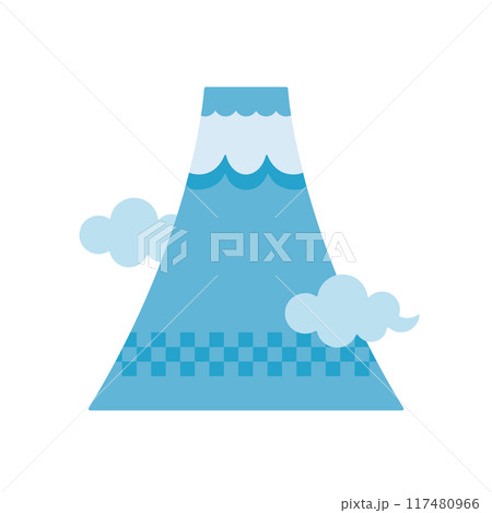 デフォルメされた、富士山と雲のモダンなイラスト素材 117480966