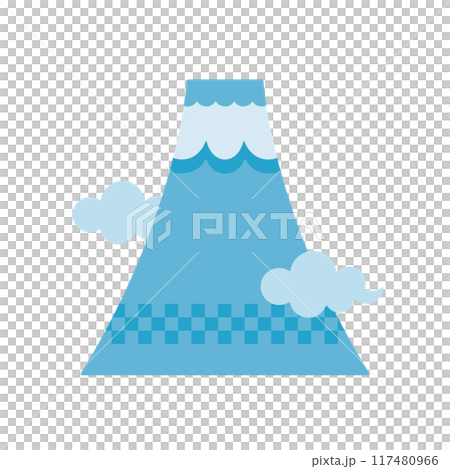 デフォルメされた、富士山と雲のモダンなイラスト素材 117480966