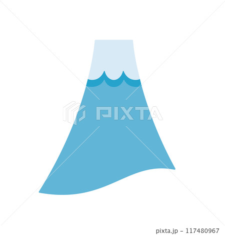 おしゃれなデザインの、シンプルな富士山のイラスト素材 117480967