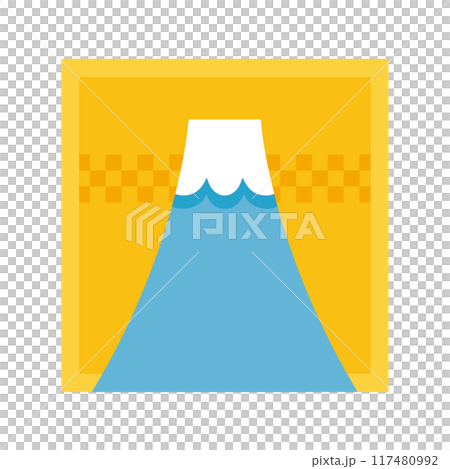 簡單的富士山插畫素材_黃色日式背景 117480992