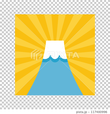 シンプルな富士山のイラスト素材＿黄色い集中線の背景 117480996