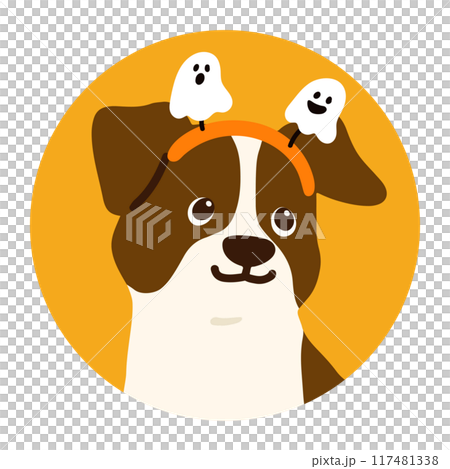 Simple and cute Halloween Jack Russell Terrier round icon illustration Simple and cute Halloween Jack Russell Terrier round icon illustration 117481338