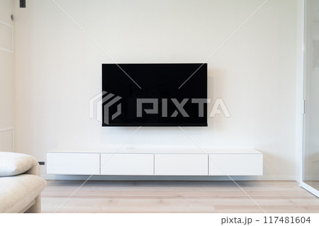 リビングのソファーとフロートテレビボード、壁掛けテレビの工事前と後 リビングのソファーとフロートテレビボード、壁掛けテレビの工事前と後 117481604
