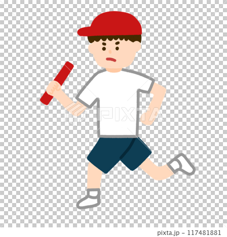 一個男孩參加接力賽的插圖 一個男孩參加接力賽的插圖 117481881