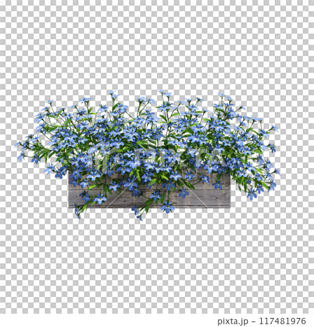 decorative flower in a pot isolate on a transparent background, 3D illustration, cg render 117481976