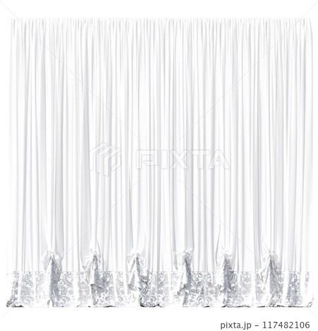 curtain isolated on a transparent background, interior decorations, 3D illustration, cg render curtain isolated on a transparent background, interior decorations, 3D illustration, cg render 117482106