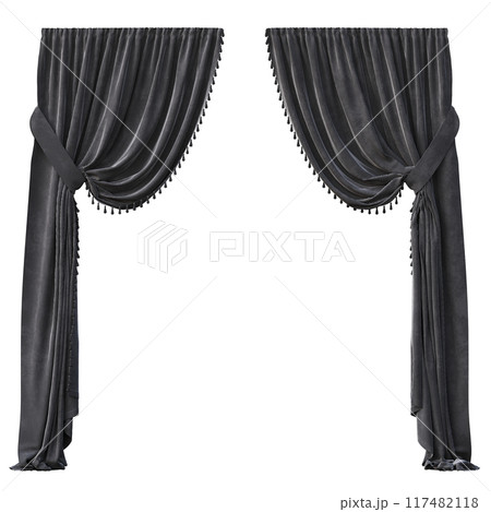 curtain isolated on a transparent background, interior decorations, 3D illustration, cg render curtain isolated on a transparent background, interior decorations, 3D illustration, cg render 117482118