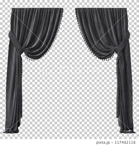 curtain isolated on a transparent background, interior decorations, 3D illustration, cg render curtain isolated on a transparent background, interior decorations, 3D illustration, cg render 117482118