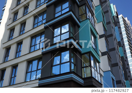 Windows on Facade of Modern Multistorey Residential Building. 117482927