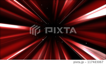 A red looped tunnel on a black background. Velocity of red matter in space. Blood particles in the veins. A lover's journey. 4k, HD. Dark gradient rays flying along the corridor of the Univers	 117483067