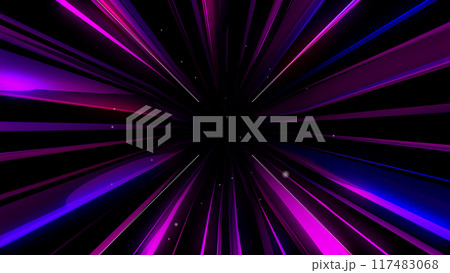 Abstract pink tunnel on a dark background. Ultraviolet dots and lines fly forward. futuristic neon space cylinder space. Star corridor of fluorescent magenta, violet. Laser light in perspective Abstract pink tunnel on a dark background. Ultraviolet dots and lines fly forward. futuristic neon space cylinder space. Star corridor of fluorescent magenta, violet. Laser light in perspective 117483068