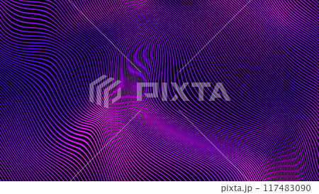 Purple waves. Digital, pink background. Abstract smooth texture. Magenta graphic fluid fluid modern template. Neon purple gradient. 4k, for HUD. Sci-fi. Futuristic background.	 117483090