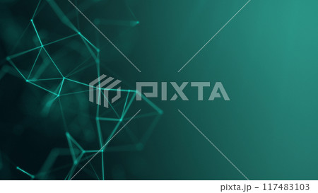 Abstract background of turquoise plexus connected by lines and dots, knots. Sea wave, depth structure. Smooth motion scientific pattern. Neural networks concept green Full HD, 4k Abstract background of turquoise plexus connected by lines and dots, knots. Sea wave, depth structure. Smooth motion scientific pattern. Neural networks concept green Full HD, 4k 117483103