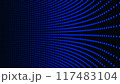Blue light bulbs on a black background. Blue dot display. LED panel. Halogen flashing lights. Stage consecration. A flash of spotlights at a disco. Blue pixel digital computer screen. blue garland 4k	 117483104