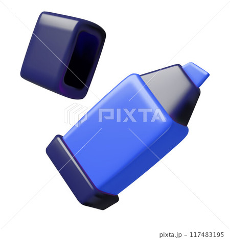 Blue marker pen 3d realistic vector icon office and school stationary element Blue marker pen 3d realistic vector icon office and school stationary element 117483195