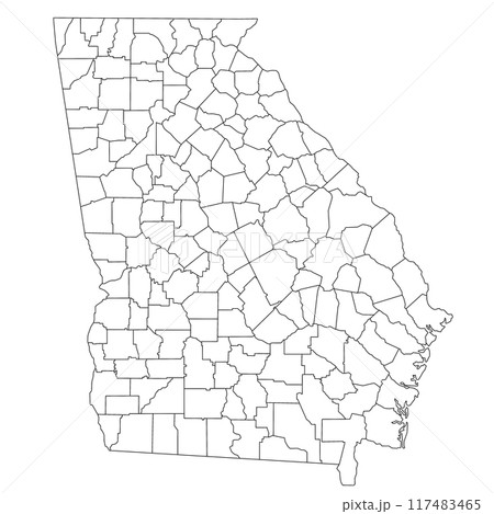 High detailed illustration map - outline Georgia State Map 117483465