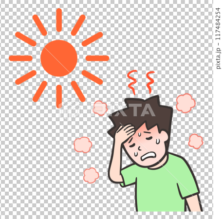 一名年輕人因酷熱出汗,中暑了 一名年輕人因酷熱出汗,中暑了 117484254